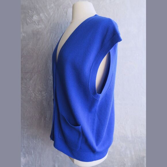 J CREW Royal Blue Sweater Vest Size L Relaxed Fit Merino Wool Classic Preppy - Picture 5 of 8